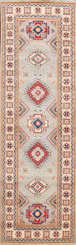 Geometric Kazak Oriental Runner Rug 3x10