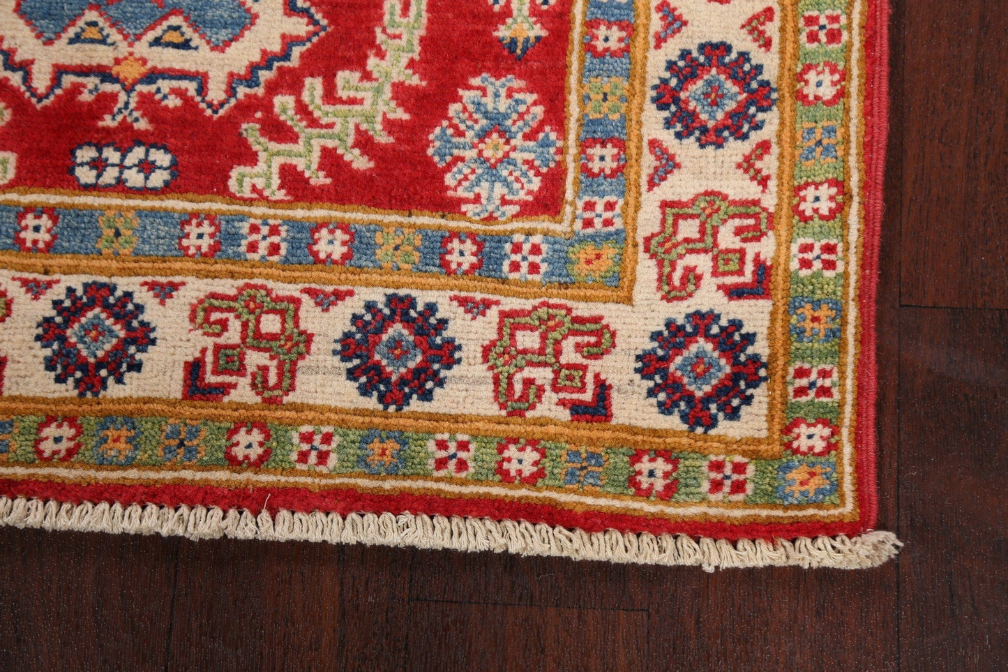 Geometric Red Kazak Oriental Runner Rug 3x10