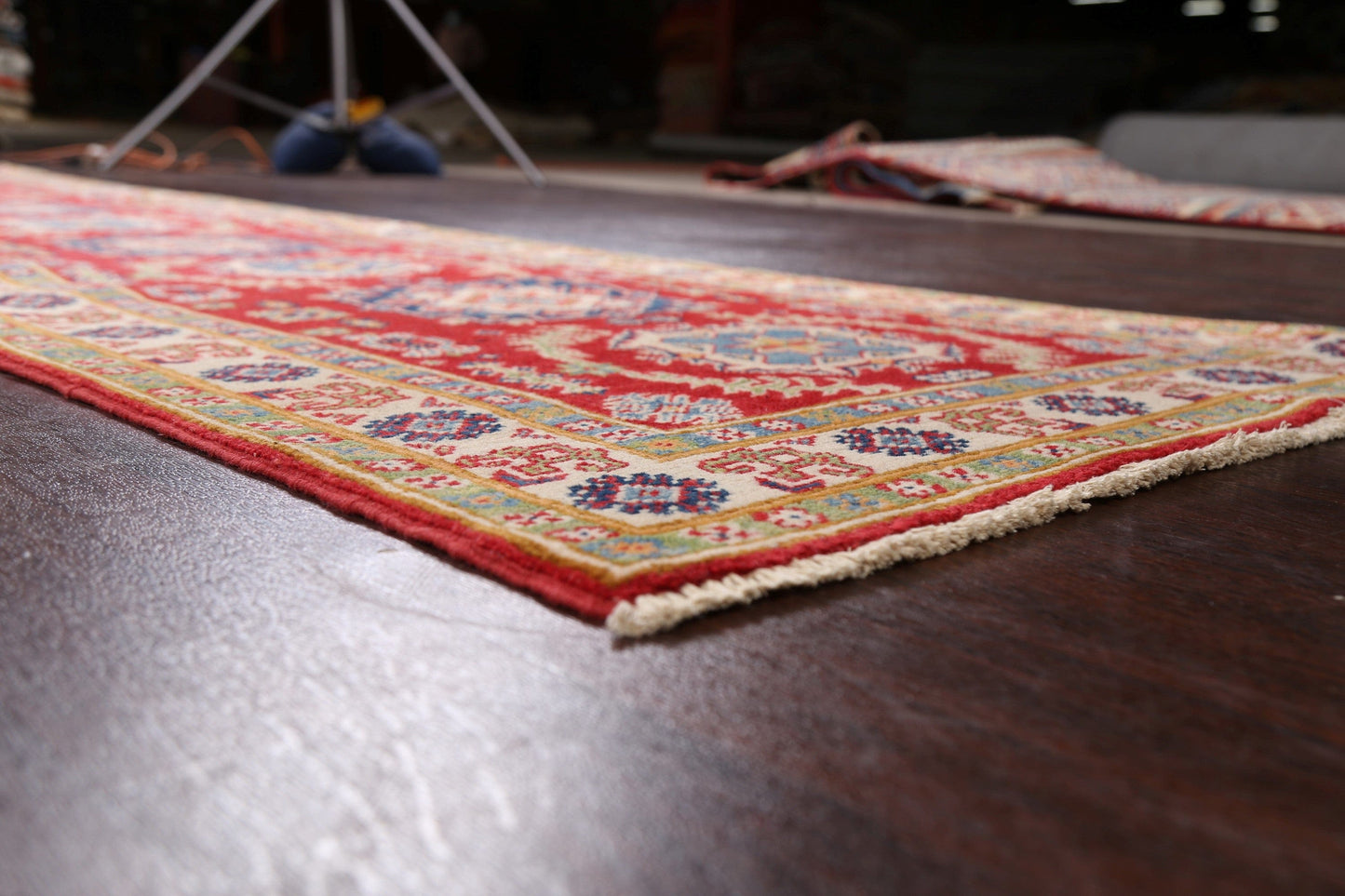 Geometric Red Kazak Oriental Runner Rug 3x10