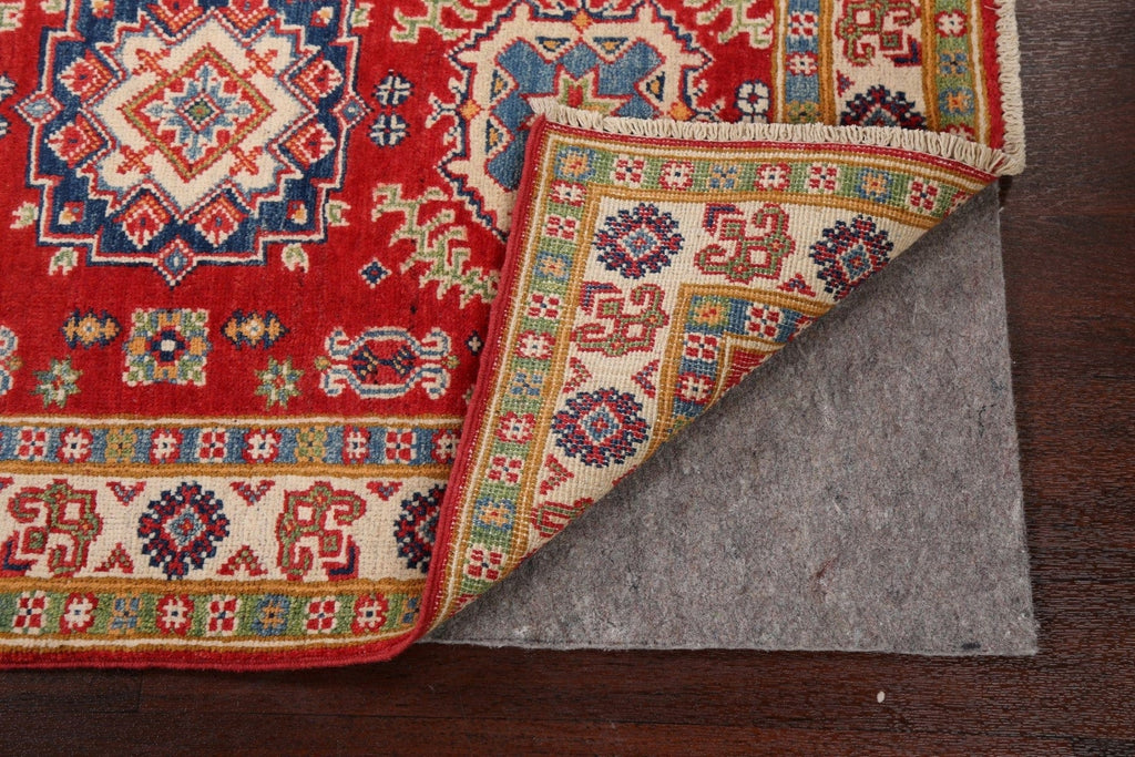 Geometric Red Kazak Oriental Runner Rug 3x10