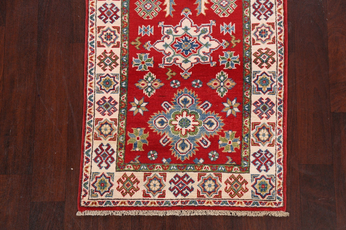 Geometric Red Kazak Oriental Area Rug 3x6