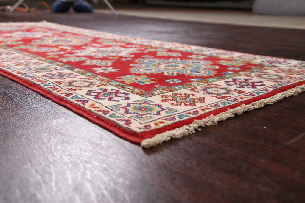 Geometric Red Kazak Oriental Area Rug 3x6