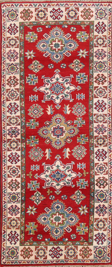 Geometric Red Kazak Oriental Area Rug 3x6