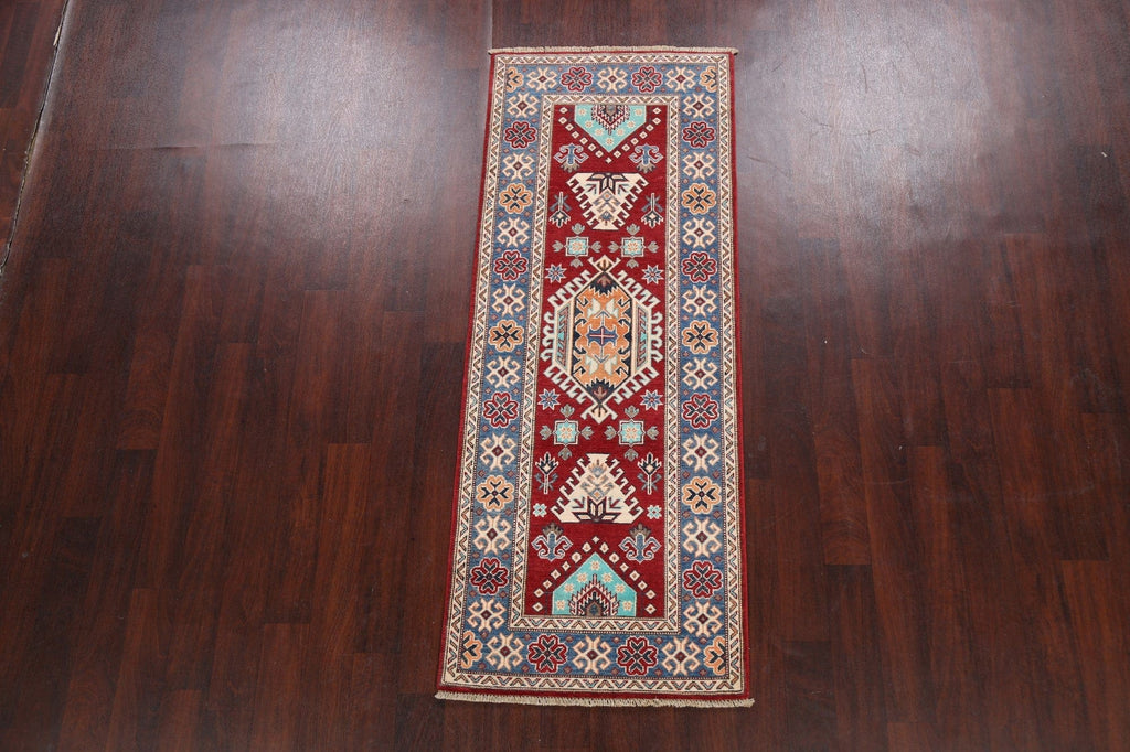 Geometric Kazak Oriental Runner Rug 3x7