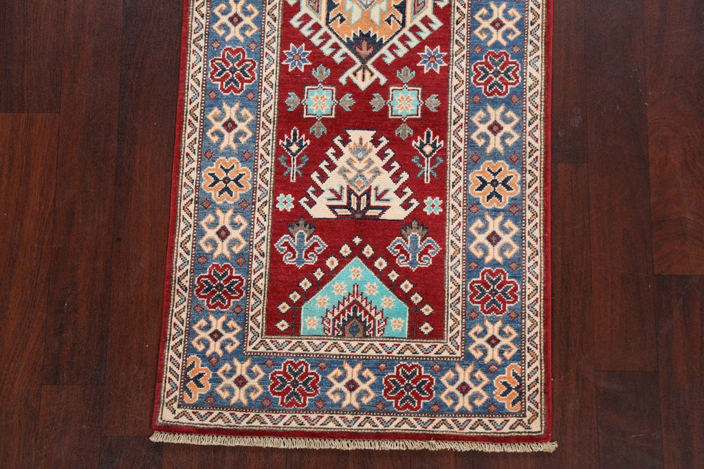 Geometric Kazak Oriental Runner Rug 3x7