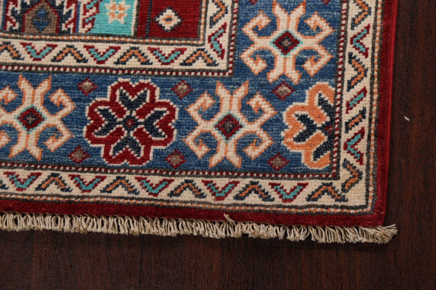 Geometric Kazak Oriental Runner Rug 3x7