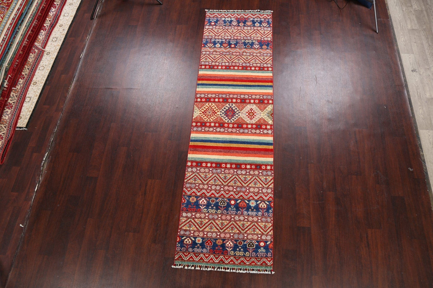 Geometric Kazak Oriental Runner Rug 3x10