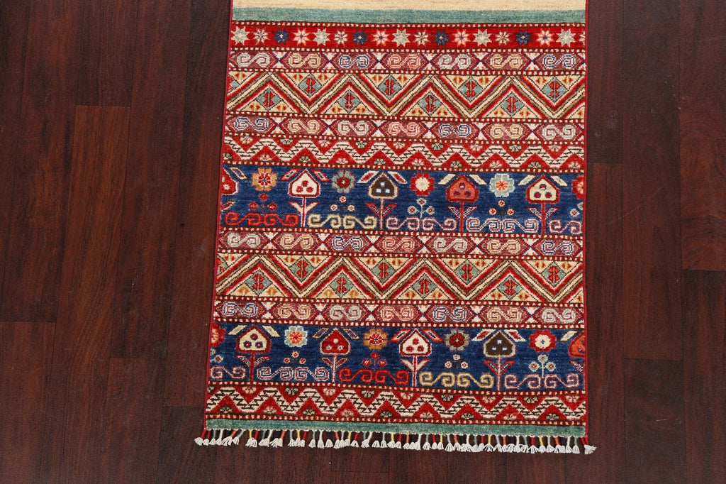 Geometric Kazak Oriental Runner Rug 3x10