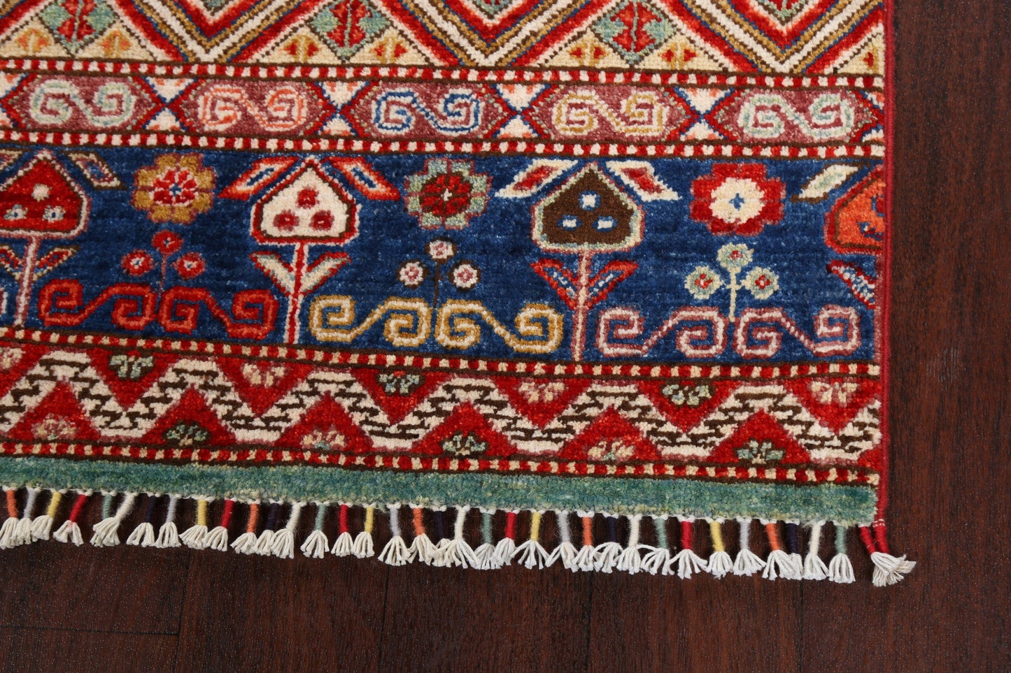 Geometric Kazak Oriental Runner Rug 3x10