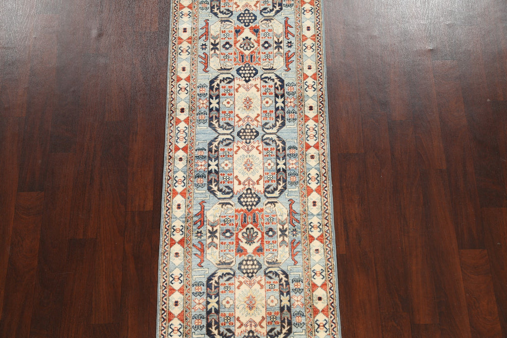 Geometric Kazak Oriental Runner Rug 3x10