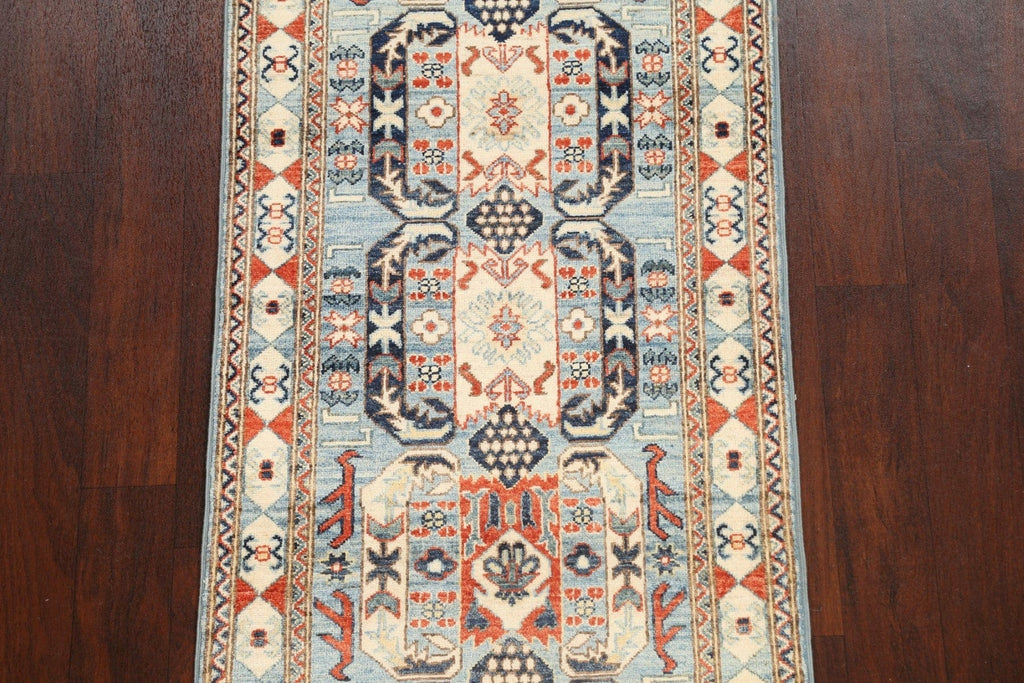 Geometric Kazak Oriental Runner Rug 3x10