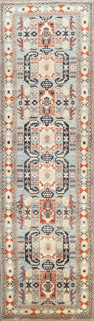 Geometric Kazak Oriental Runner Rug 3x10