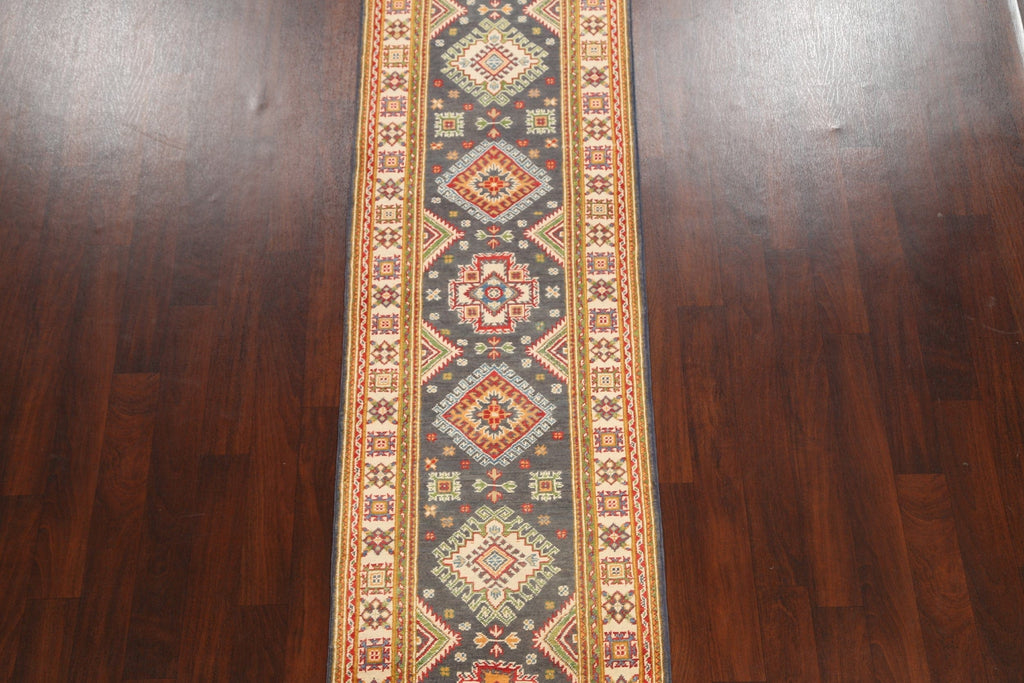 Geometric Kazak Oriental Runner Rug 3x10