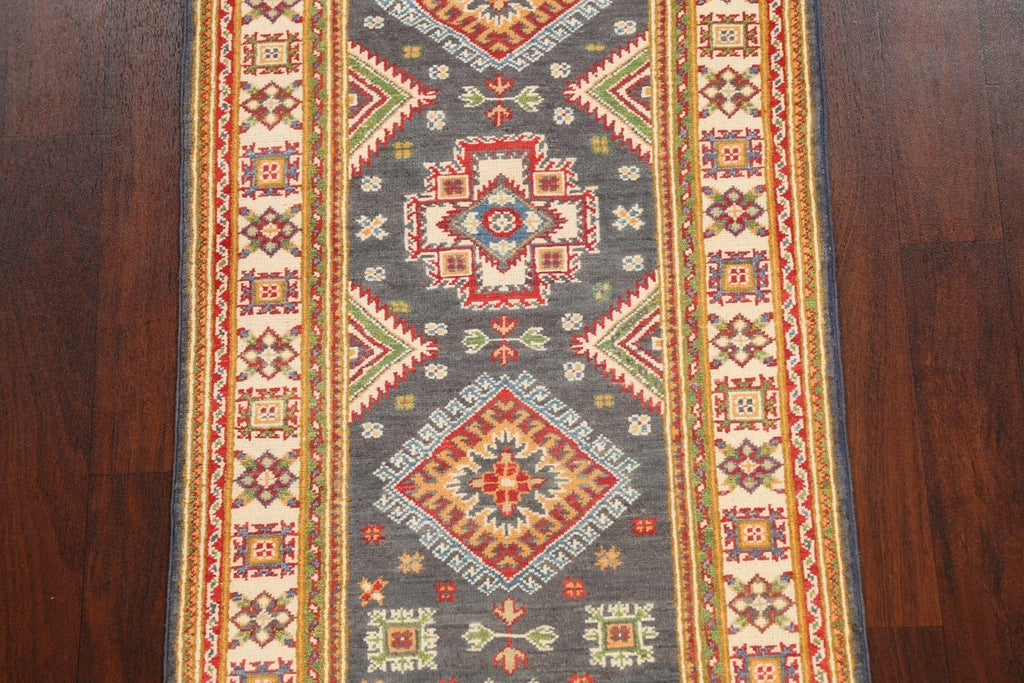 Geometric Kazak Oriental Runner Rug 3x10