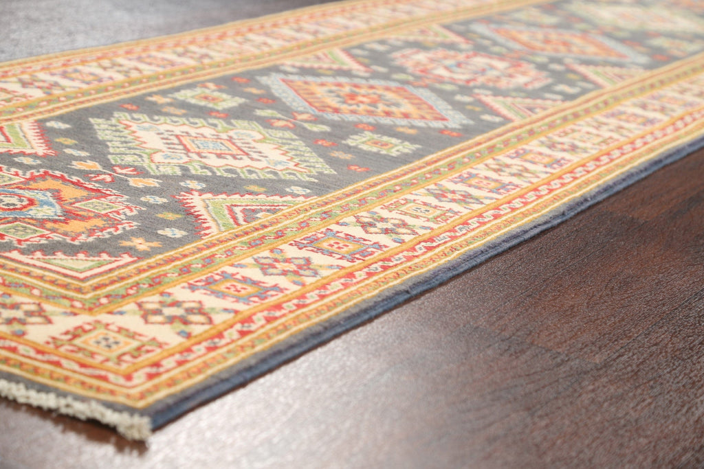 Geometric Kazak Oriental Runner Rug 3x10