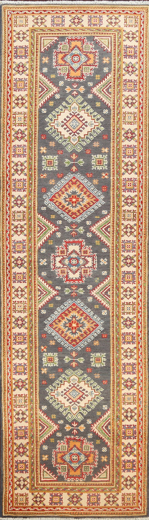 Geometric Kazak Oriental Runner Rug 3x10