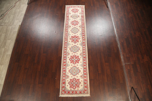 Geometric Kazak Oriental Runner Rug 3x12