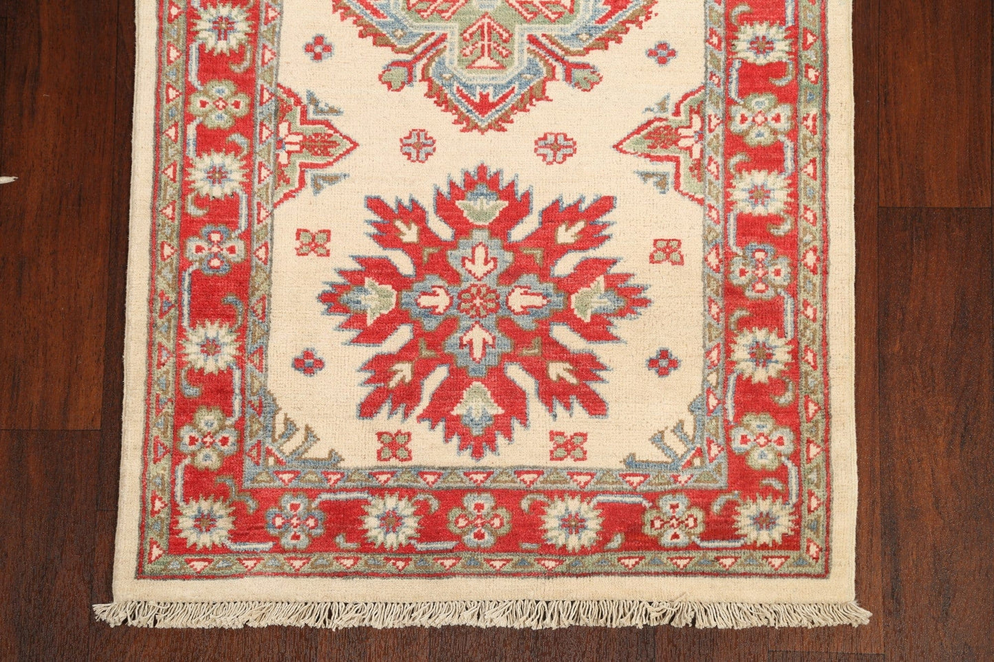 Geometric Kazak Oriental Runner Rug 3x12