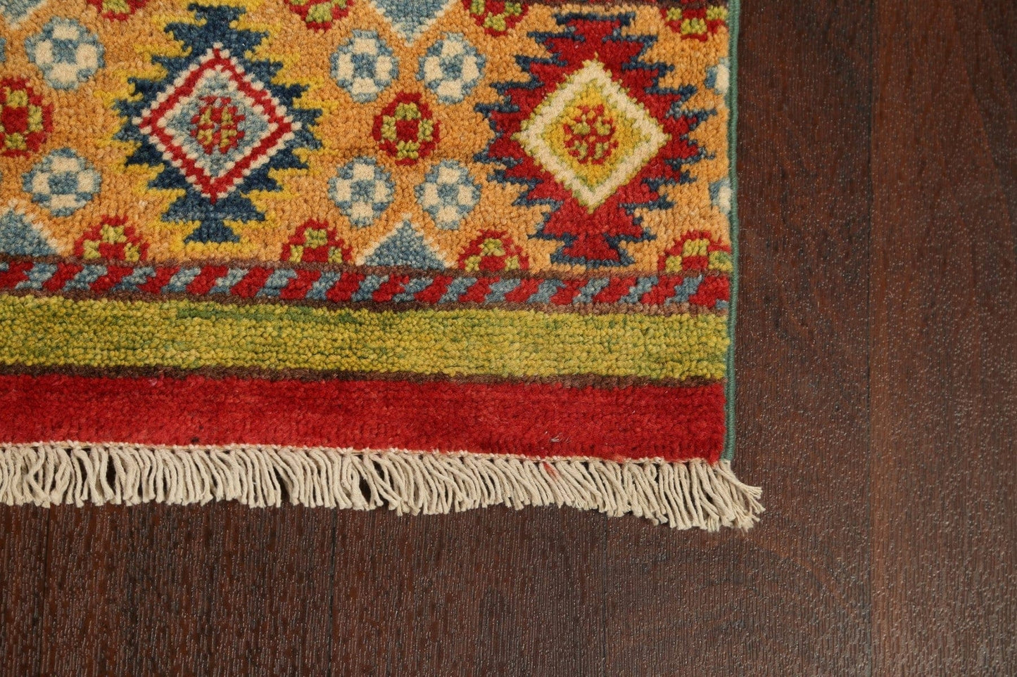 Geometric Kazak Oriental Runner Rug 3x16