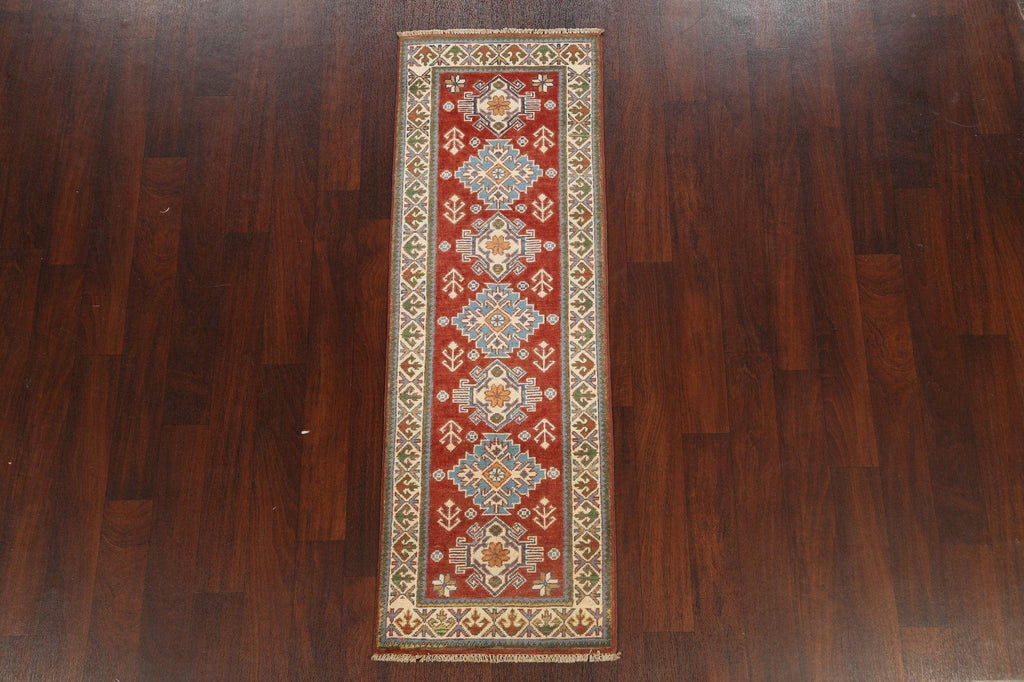 Geometric Kazak Oriental Runner Rug 2x6