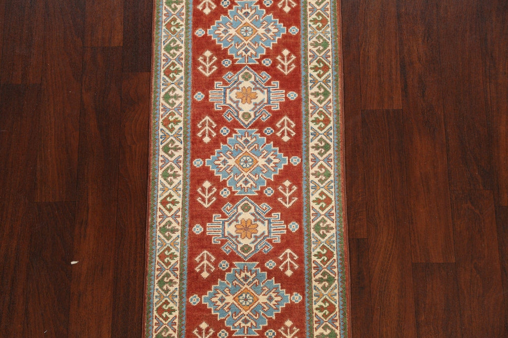 Geometric Kazak Oriental Runner Rug 2x6