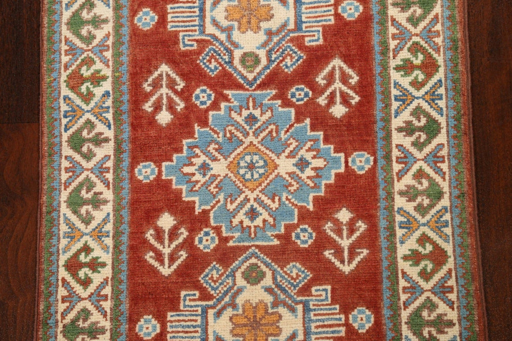 Geometric Kazak Oriental Runner Rug 2x6