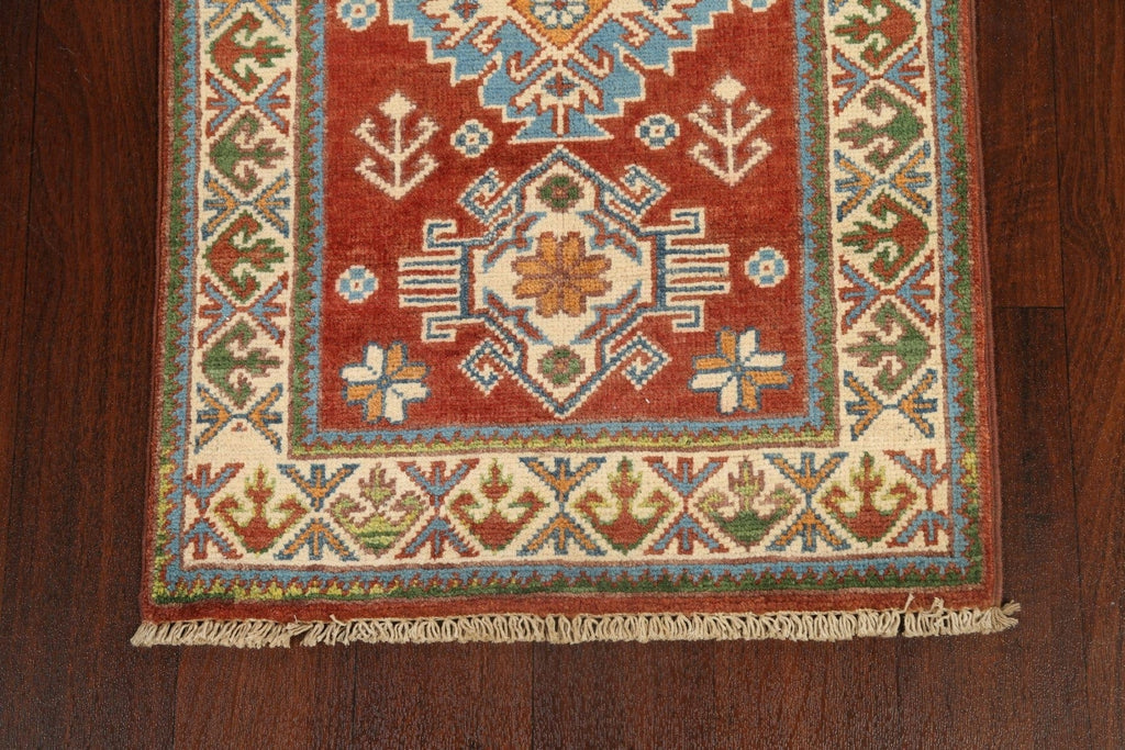 Geometric Kazak Oriental Runner Rug 2x6