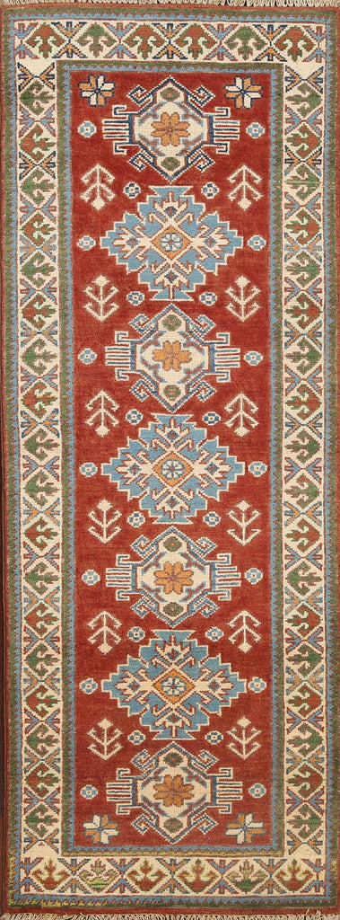 Geometric Kazak Oriental Runner Rug 2x6