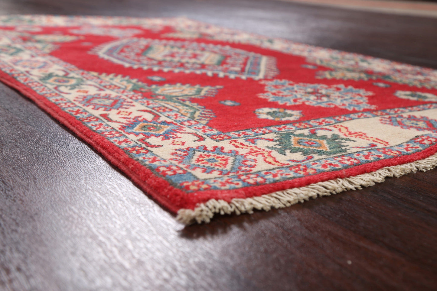 Geometric Red Kazak Oriental Area Rug 3x5