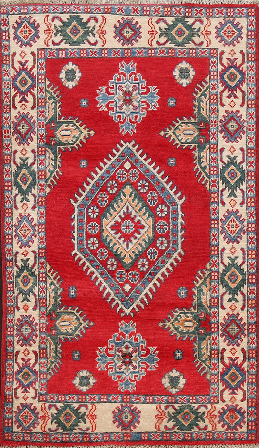 Geometric Red Kazak Oriental Area Rug 3x5