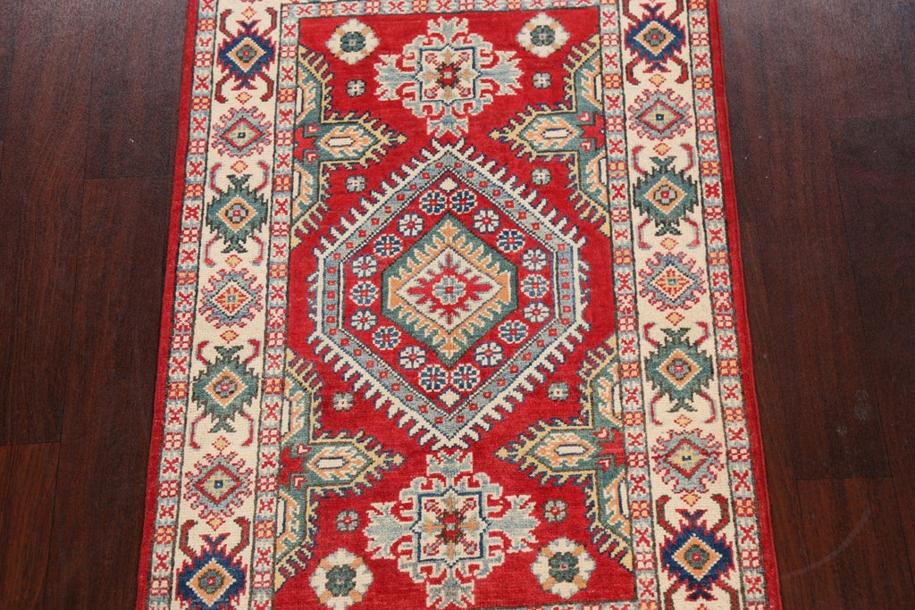 Geometric Red Kazak Oriental Area Rug 3x4