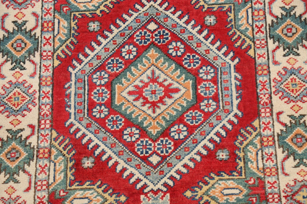 Geometric Red Kazak Oriental Area Rug 3x4