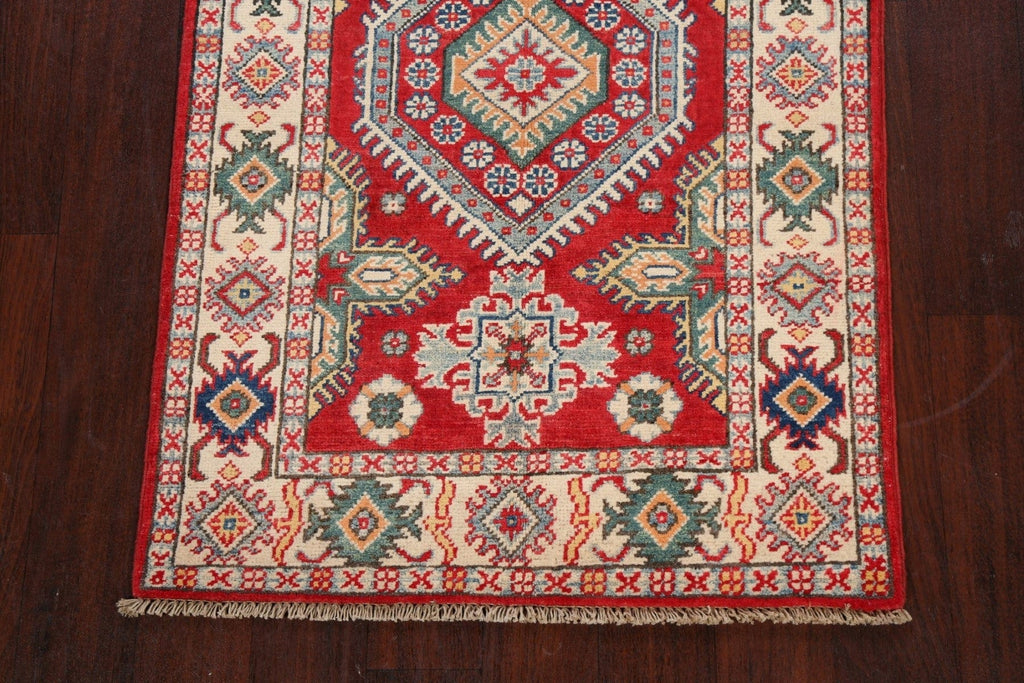 Geometric Red Kazak Oriental Area Rug 3x4