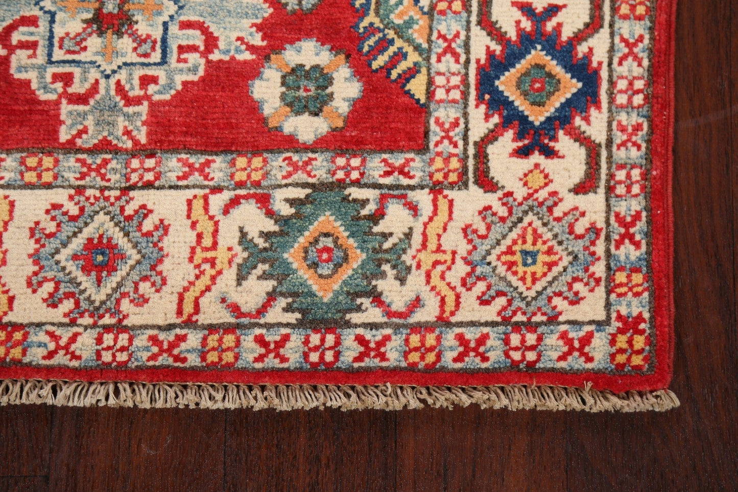 Geometric Red Kazak Oriental Area Rug 3x4