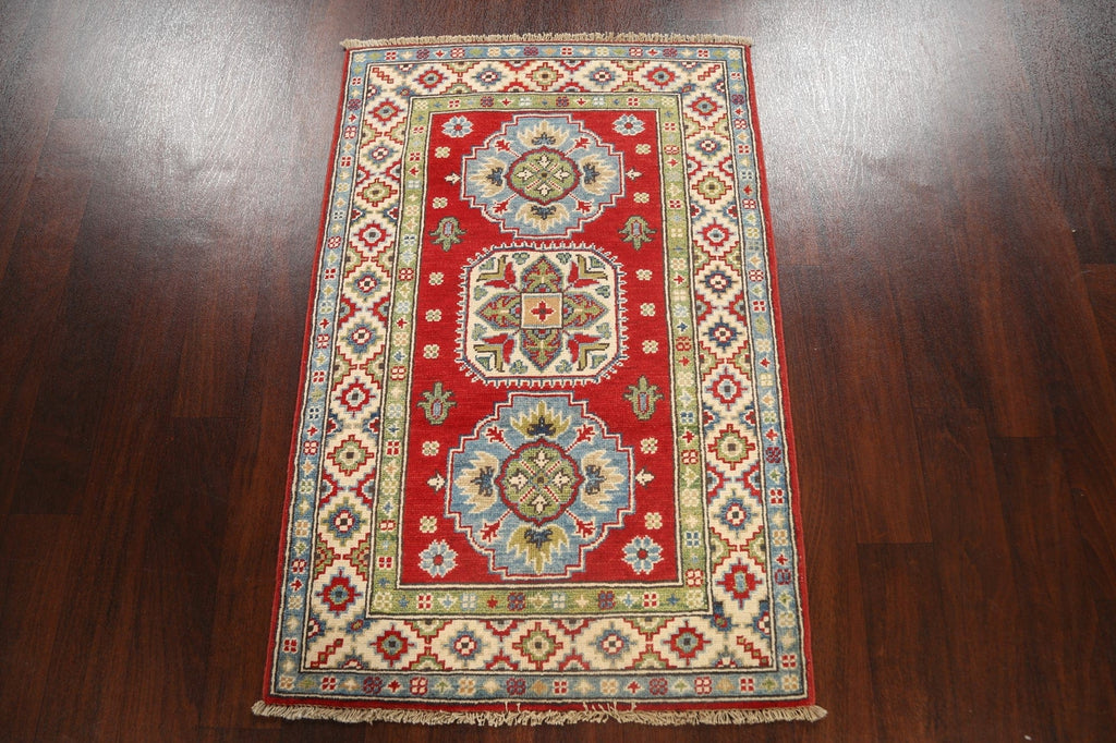 Geometric Red Kazak Oriental Area Rug 3x4