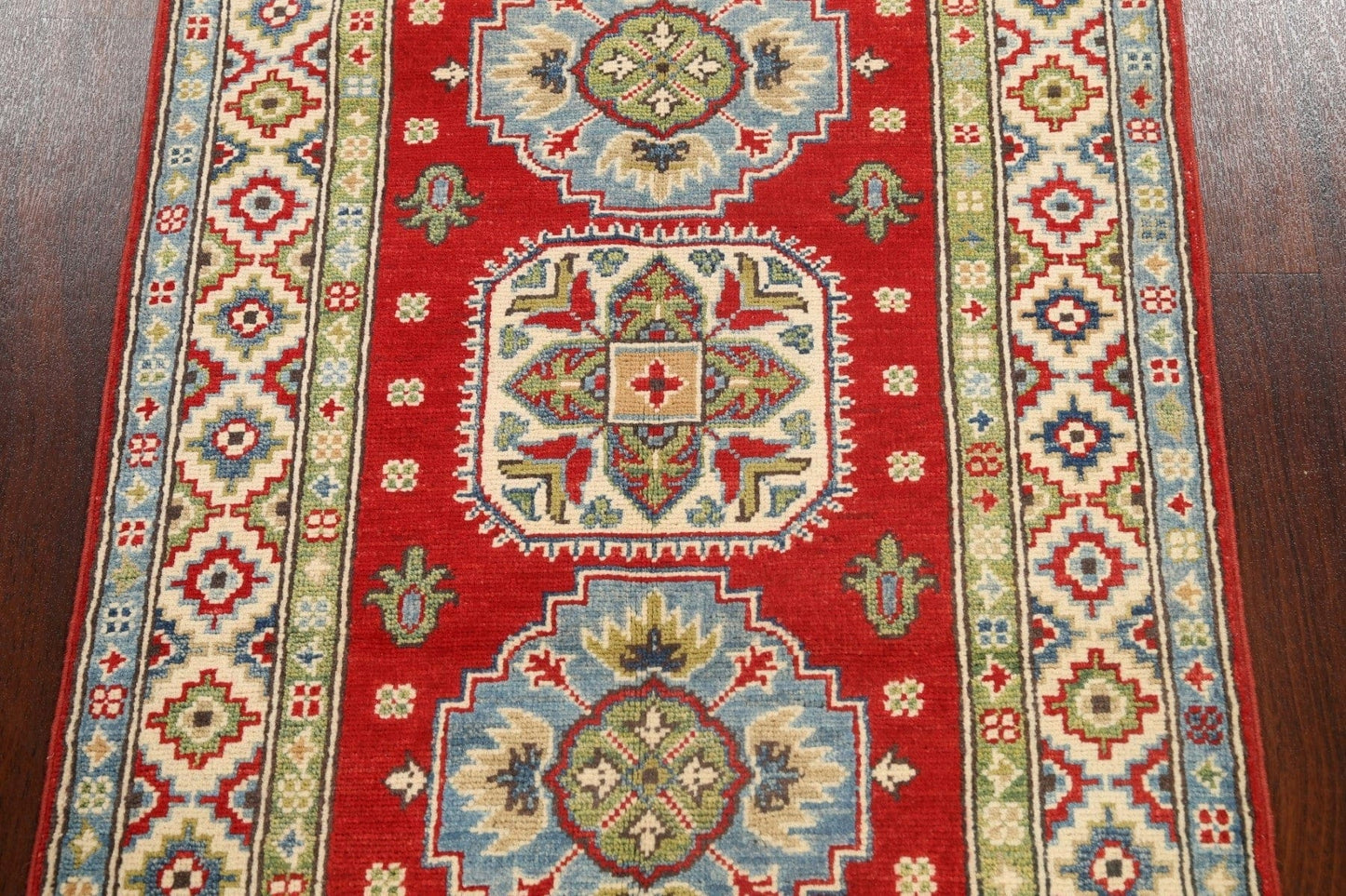 Geometric Red Kazak Oriental Area Rug 3x4