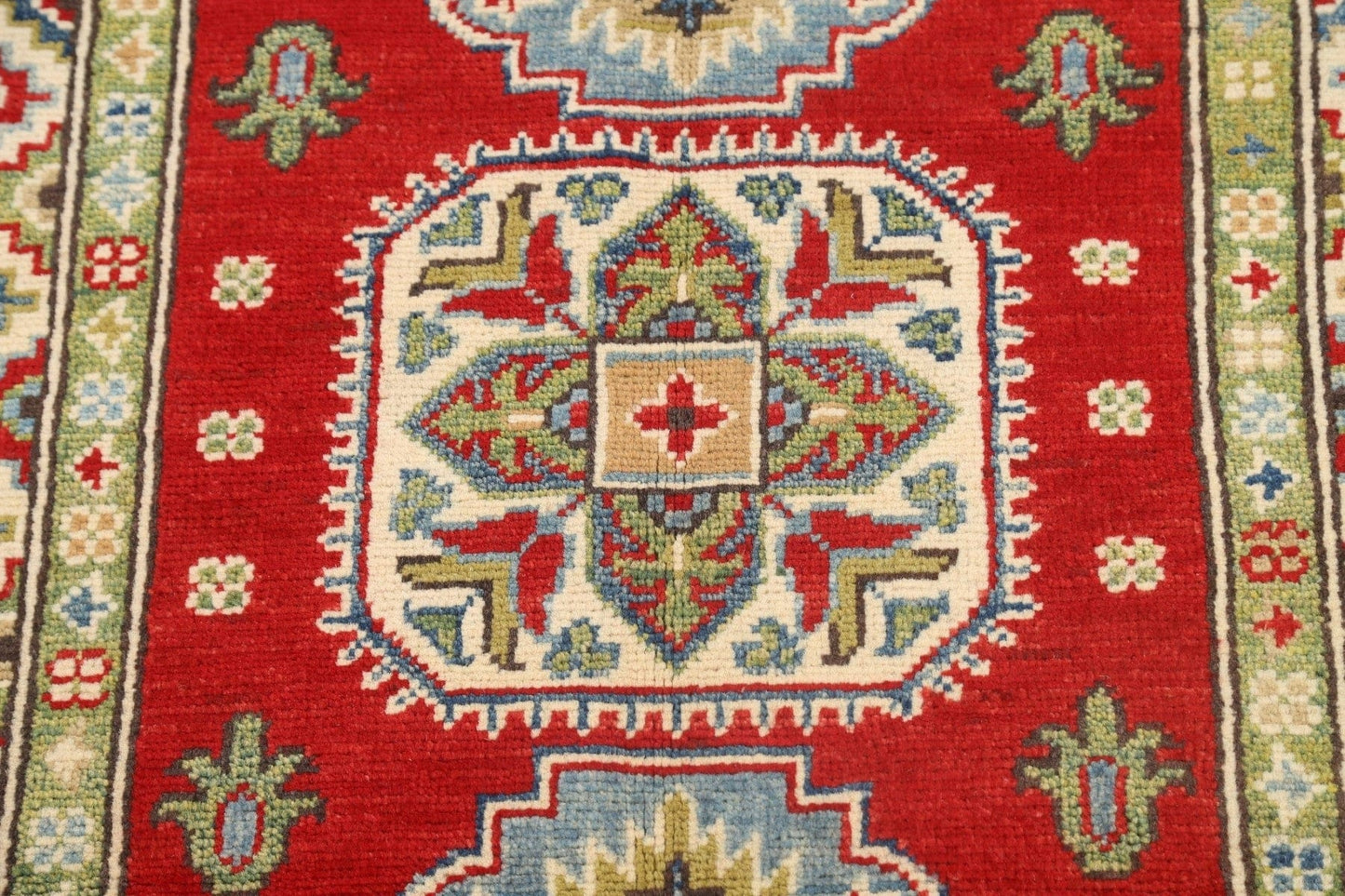 Geometric Red Kazak Oriental Area Rug 3x4