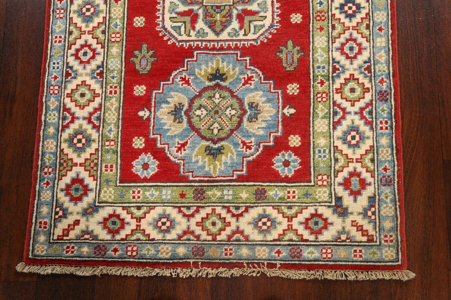 Geometric Red Kazak Oriental Area Rug 3x4