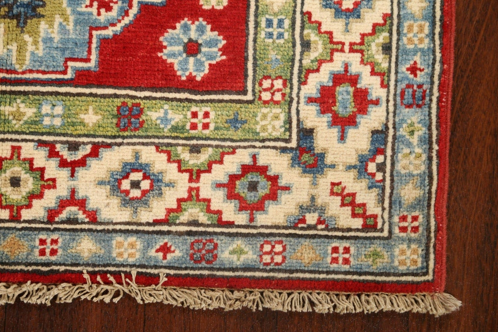 Geometric Red Kazak Oriental Area Rug 3x4