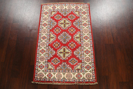 Geometric Red Kazak Oriental Area Rug 3x4