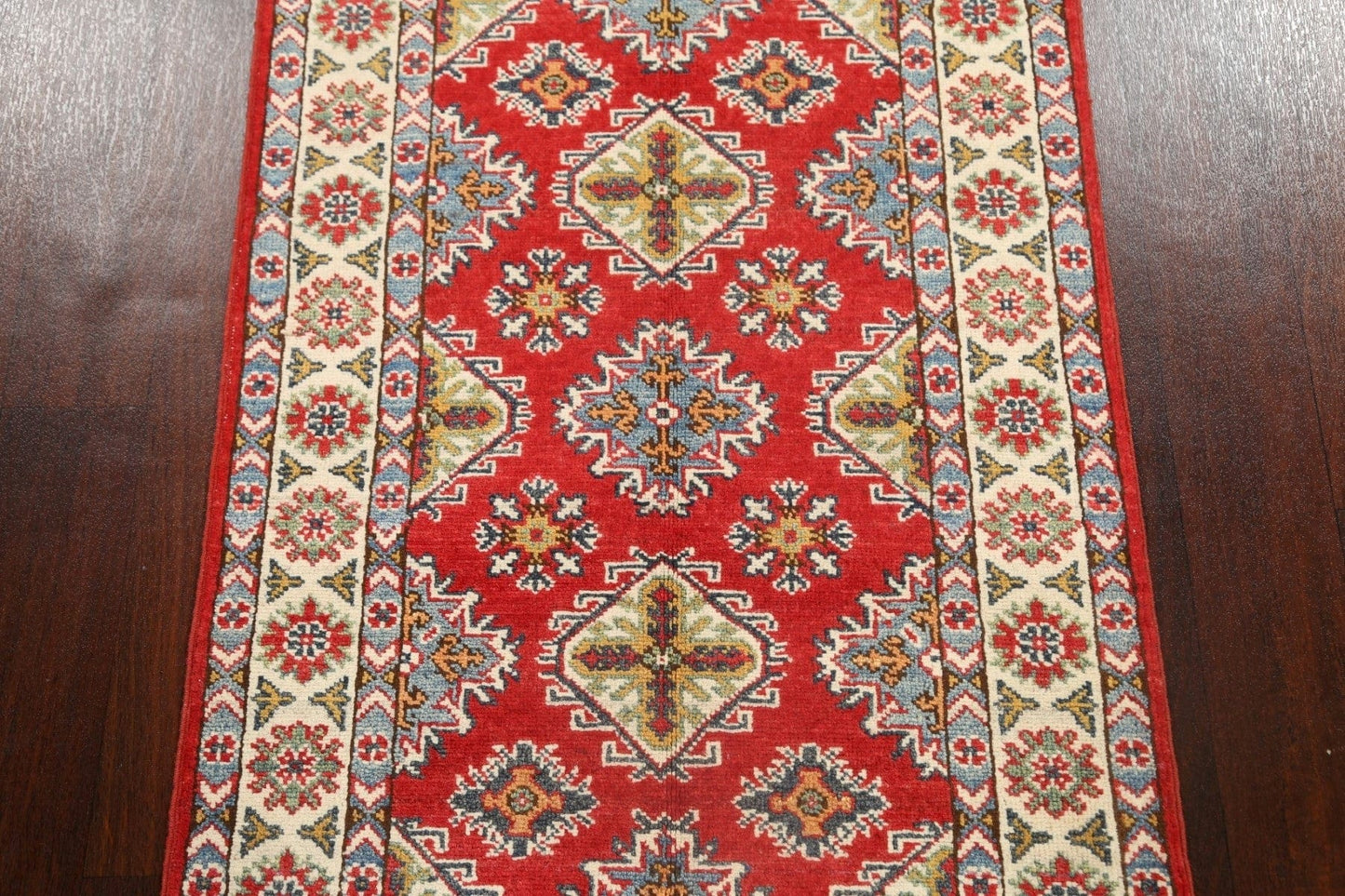 Geometric Red Kazak Oriental Area Rug 3x4