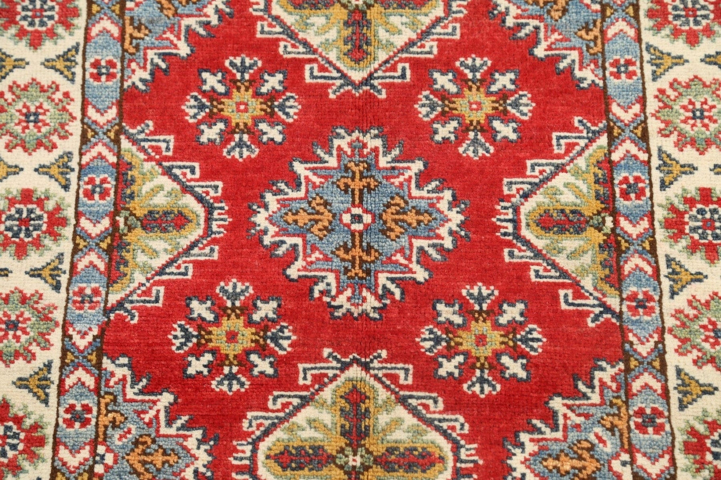 Geometric Red Kazak Oriental Area Rug 3x4