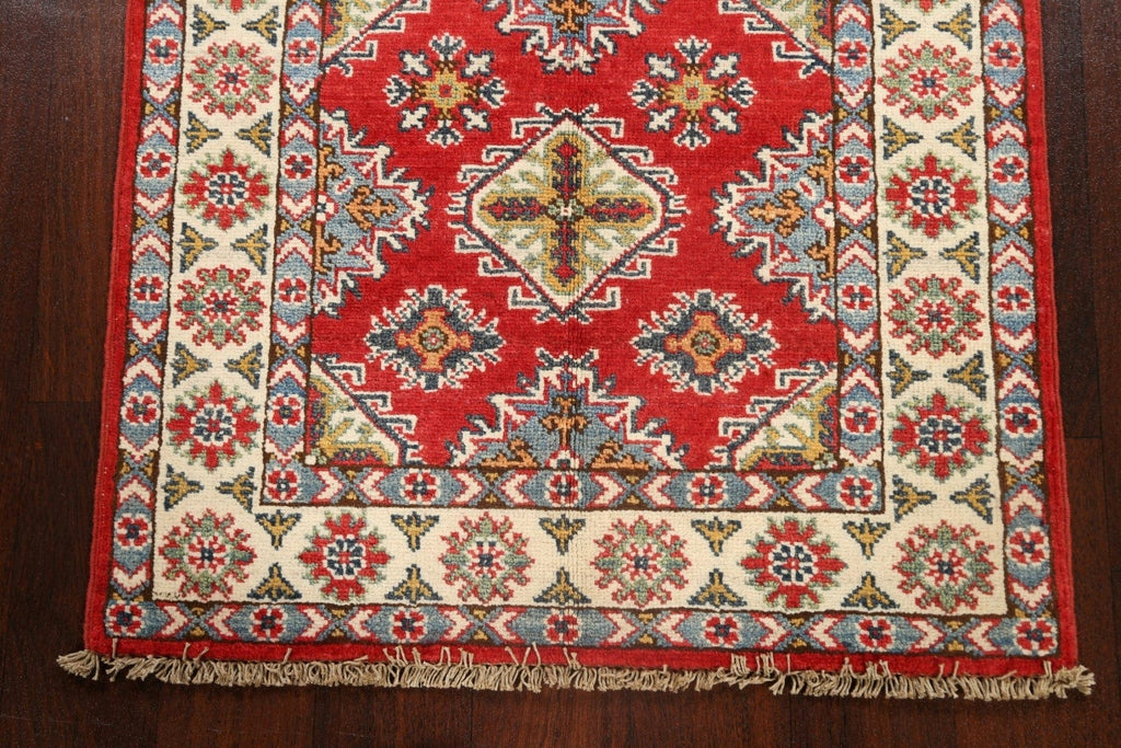 Geometric Red Kazak Oriental Area Rug 3x4