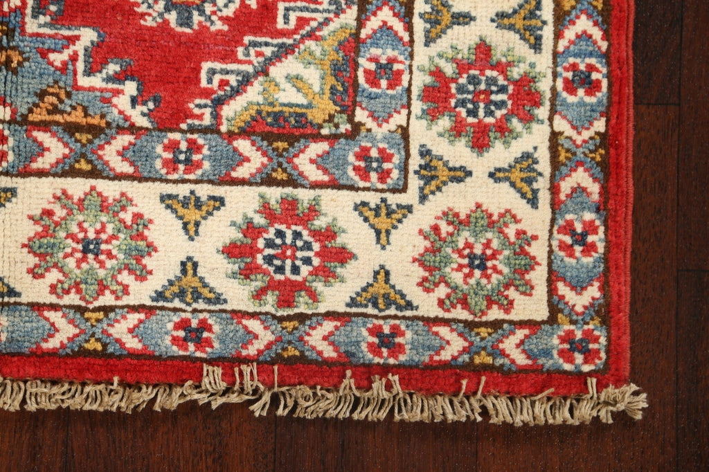 Geometric Red Kazak Oriental Area Rug 3x4