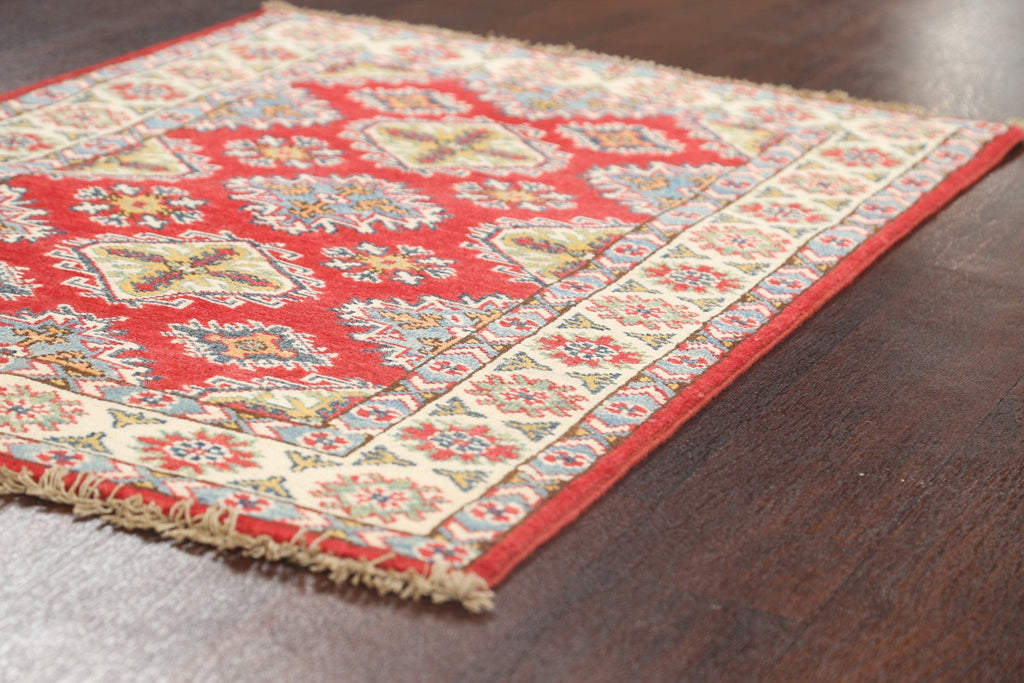 Geometric Red Kazak Oriental Area Rug 3x4