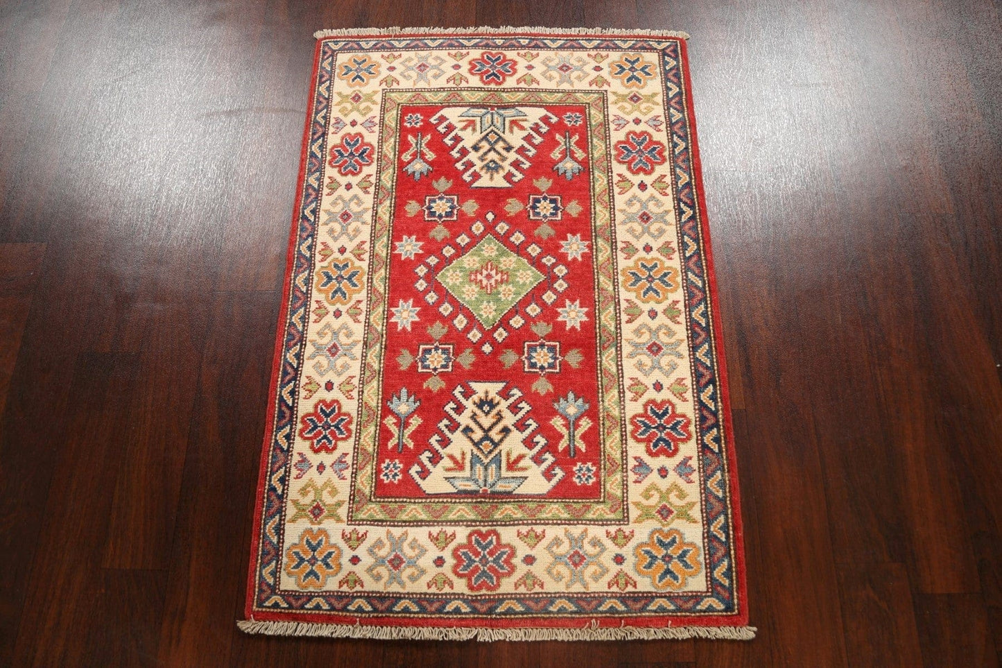 Geometric Kazak Oriental Area Rug 3x4