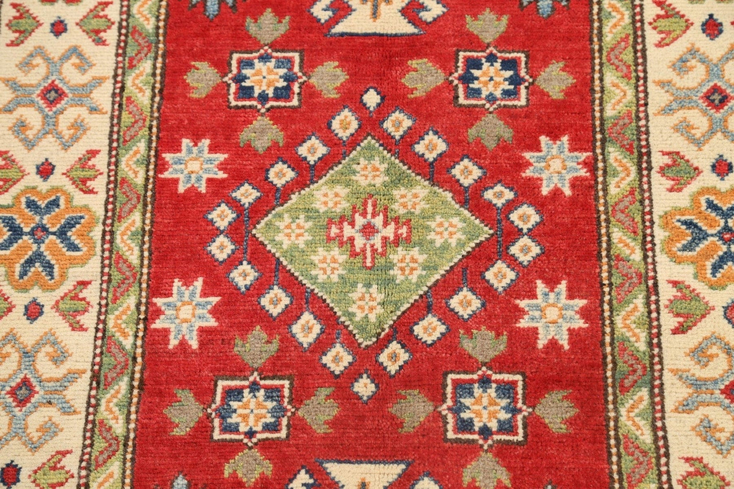 Geometric Kazak Oriental Area Rug 3x4