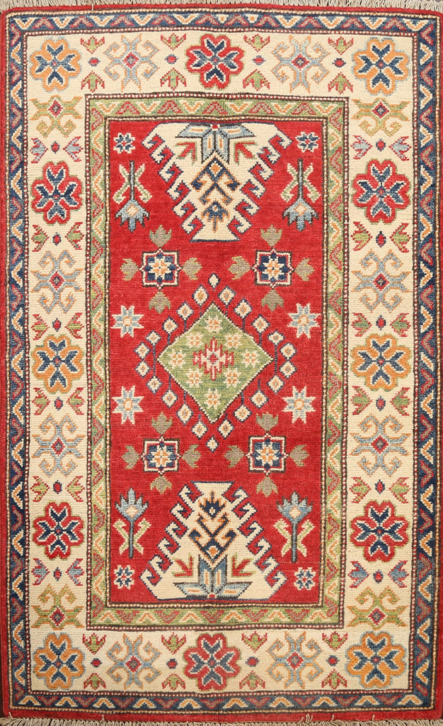 Geometric Kazak Oriental Area Rug 3x4