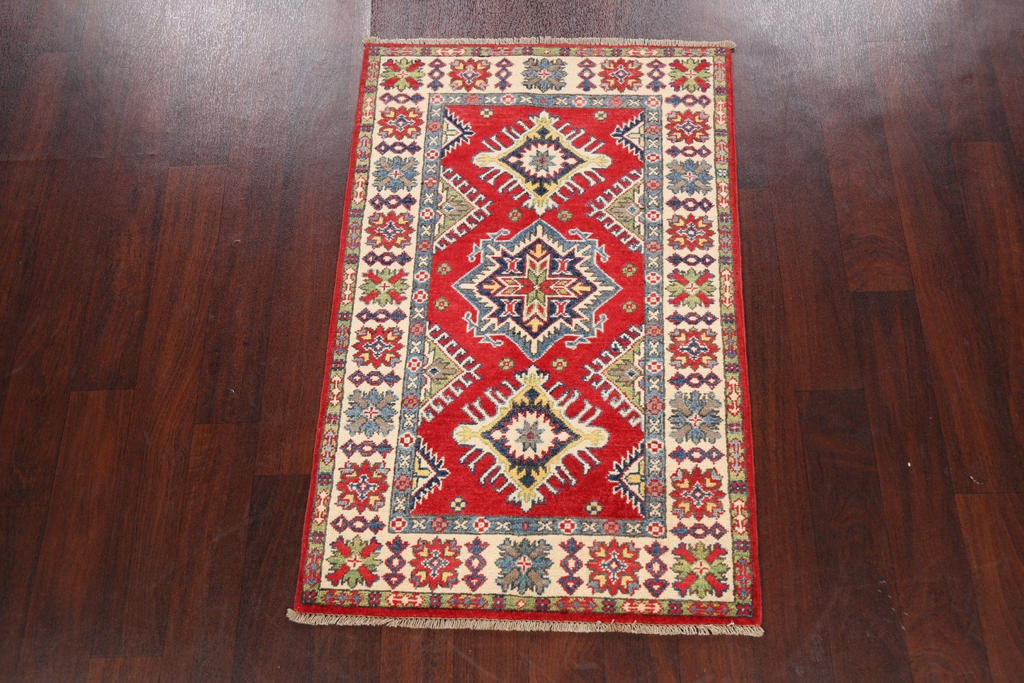 Geometric Kazak Oriental Area Rug 3x4