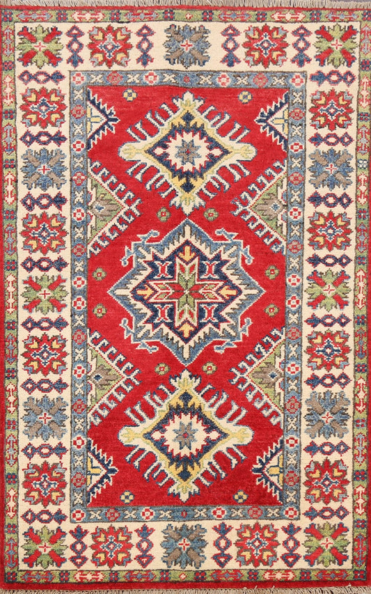 Geometric Kazak Oriental Area Rug 3x4